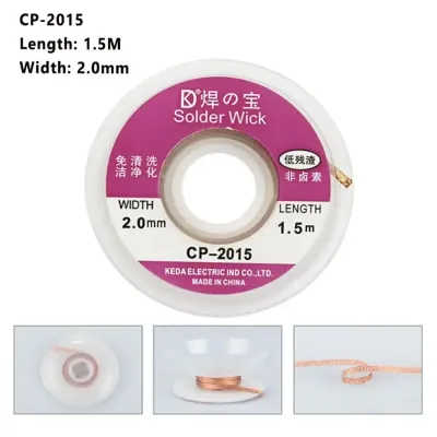 Soldering Wick Wire 2.0MM 1.5M Desoldering Braid with Flux features