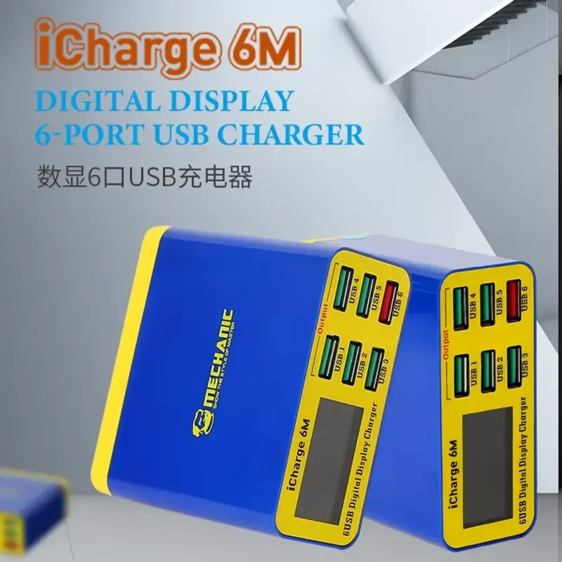 MECHANIC iCharge 6M 6-Port USB Fast Charger QC3.0 Display feature