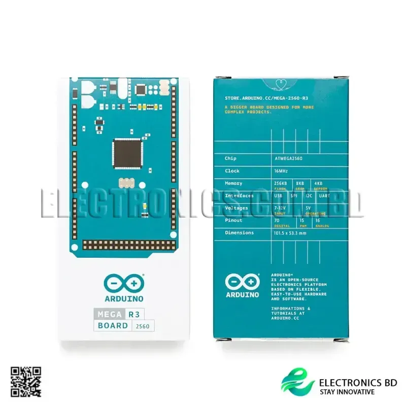 Genuine Arduino Mega 2560 Rev3 Original at Electronicsbd, ensuring stability and reliability for professional applications.